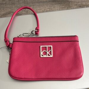 Calvin Klein Hot Pink Leather Wristlet Clutch